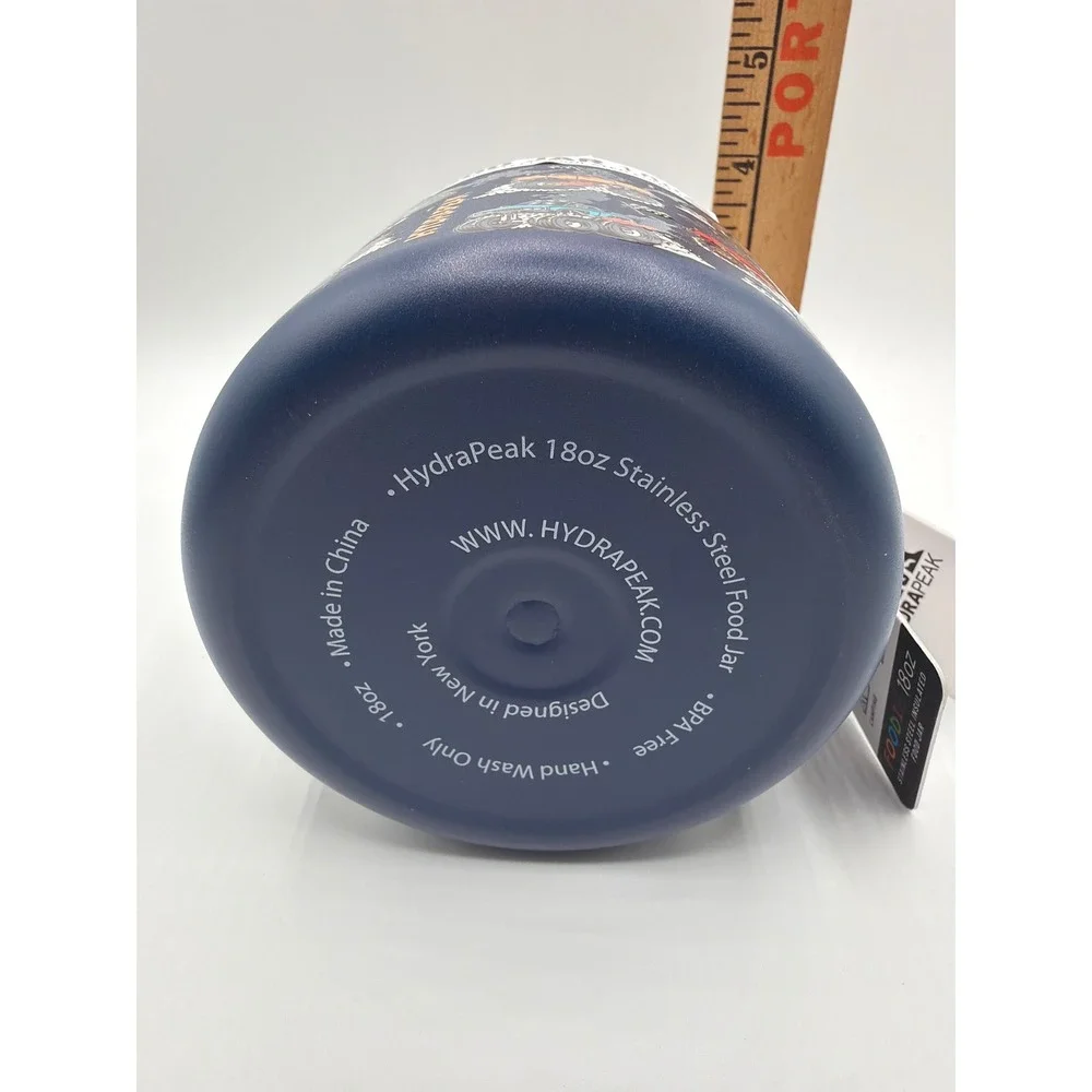 HydraPeak 18 oz Monster Truck Kids Insulated Food Jar Stainless Steel Navy NWT
